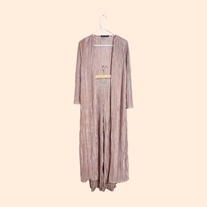 Naked Wardrobe Pink Pleated Duster Cardigan Wide Trousers Set Size S